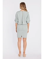 M904 Blúzkové šaty s rozparkom vzadu - mentolové