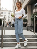 Jeansy damskie fit z wysokim stanem niebieskie model 22123819 - FashionStreet