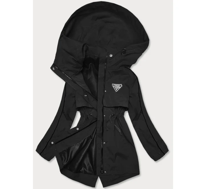 Tenká čierna dámska bunda s podšívkou (B8119-1)