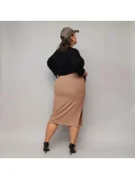 Čierno-béžové šaty s pletenou blúzkou (682)