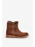 Niskie Botki Damskie Na Płaskim Obcasie Zamszowe Lewski 3624 Brązowe Niskie Botki Damskie Na Płaskim Obcasie Zamszowe Lewski 3624 Brązowe