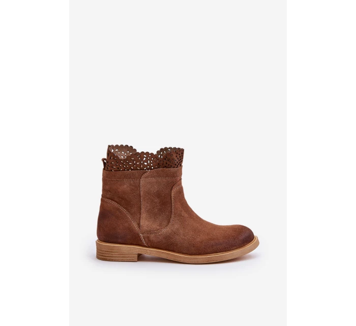 Niskie Botki Damskie Na Płaskim Obcasie Zamszowe Lewski 3624 Brązowe Niskie Botki Damskie Na Płaskim Obcasie Zamszowe Lewski 3624 Brązowe