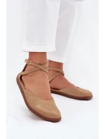 Zamszowe Baleriny Damskie Barefoot Z Paskami Zazoo 191 Beżowe