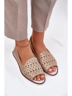 Dámske kožené perforované baleríny s otvorenou špičkou S.Barski - zlaté