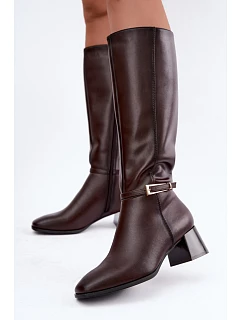 Kozačky na podpatku na zip model 232096 Step in style
