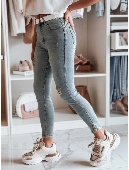 Dámské úzké džínové kalhoty s páskem modré Dstreet model 21985353 - FashionStreet Dámské úzké džínové kalhoty s páskem modré Dstreet model 21985353 - FashionStreet