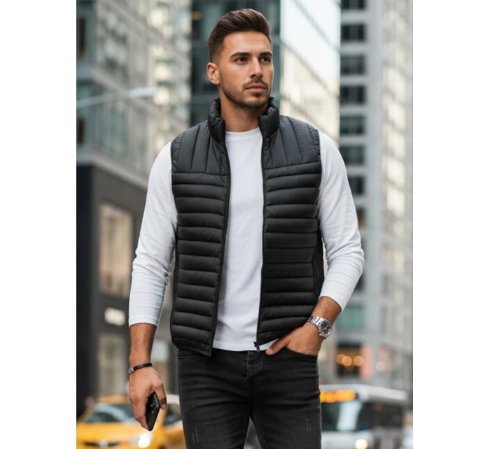 Pánská prošívaná vesta černá model 21991586 - Dstreet Pánská prošívaná vesta černá model 21991586 - Dstreet