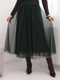 Sukně midi model 21784991 dámská s podšívkou viskóza zelená - K-Fashion