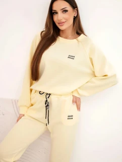 Dámská souprava z viskózy s mikinou a kalhotami žlutý