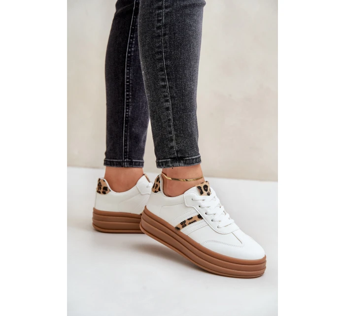 Sneakersy Damskie Na Platformie Panterka Białe Dravinnia Sneakersy Damskie Na Platformie Panterka Białe Dravinnia