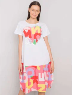 Šaty DHJ SK 13119.26P biela a ružová