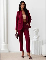 Elegantní dámský kostým – sako a kalhoty v barvě bordó, FashionStreet AY1246 Elegantní dámský kostým – sako a kalhoty v barvě bordó, FashionStreet AY1246