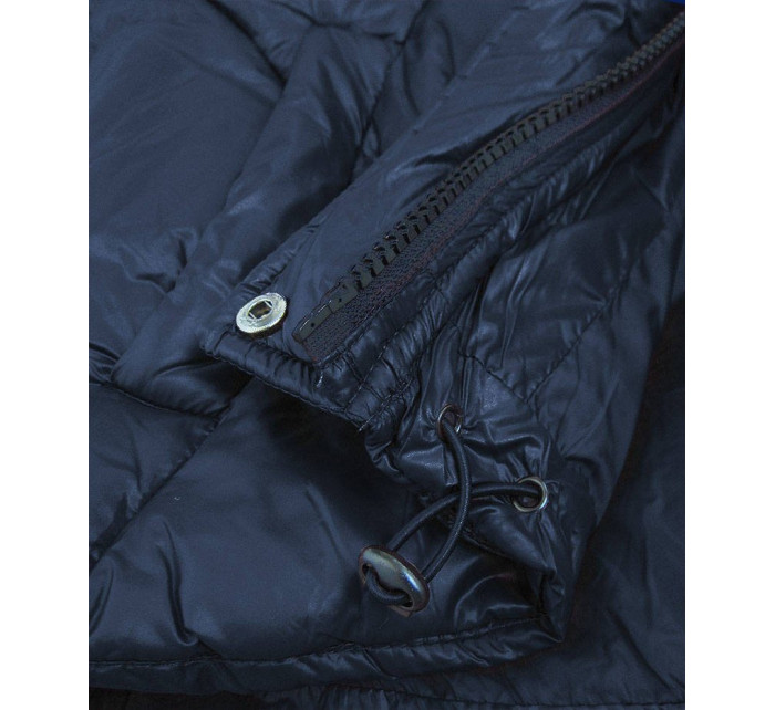 Tmavo modrá dámska prešívaná bunda s odopínacou kapucňou (7564)
