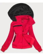 Krátká červená dámská rozepínací mikina model 17658187 - LHD Krátká červená dámská rozepínací mikina model 17658187 - LHD