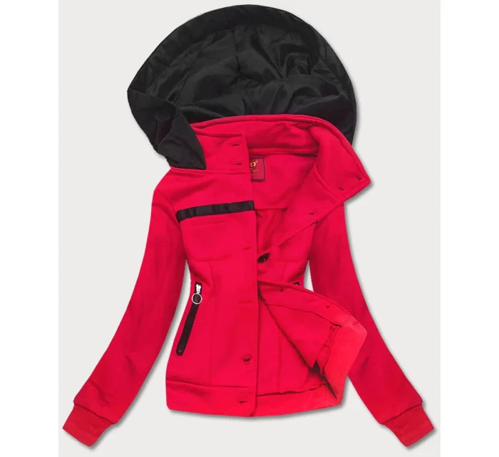 Krátká červená dámská rozepínací mikina model 17658187 - LHD Krátká červená dámská rozepínací mikina model 17658187 - LHD