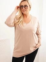 Dámske Plus veľkosť V-neck blúzka s dlhými rukávmi Fango