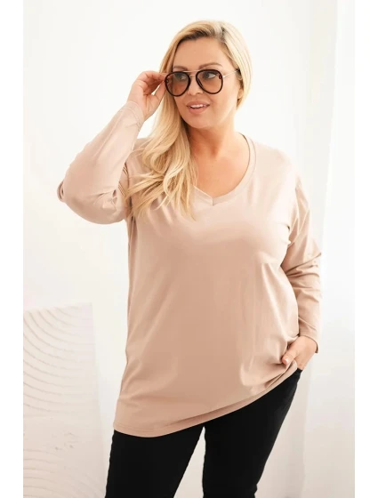Dámská blůza Plus Size s V výstřihem a dlouhým rukávem fango