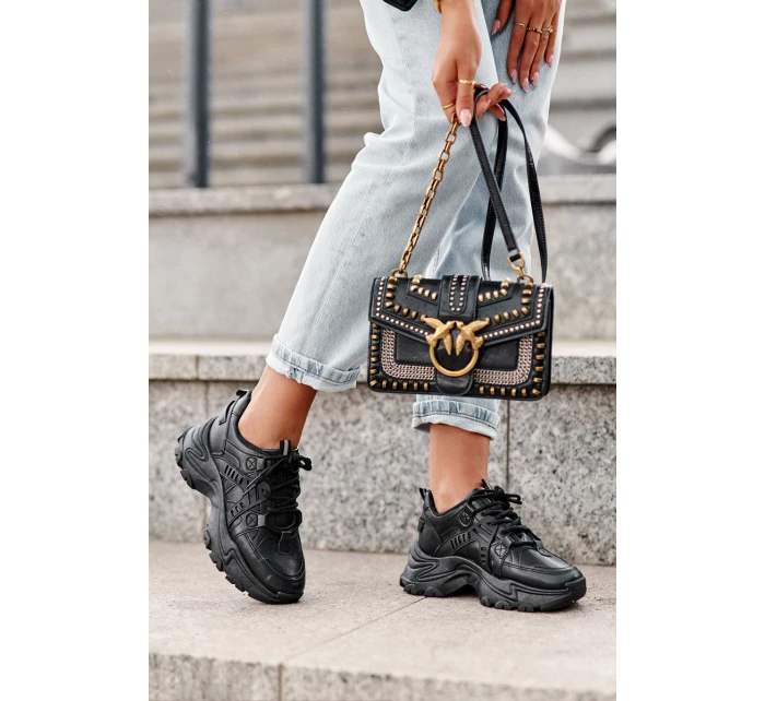 Masywne Damskie Buty Sportowe Sneakersy Czarne Toderus