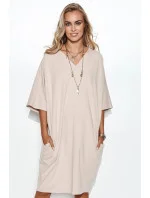 Denní šaty model 20275042 béžové - Makadamia Denní šaty model 20275042 béžové - Makadamia