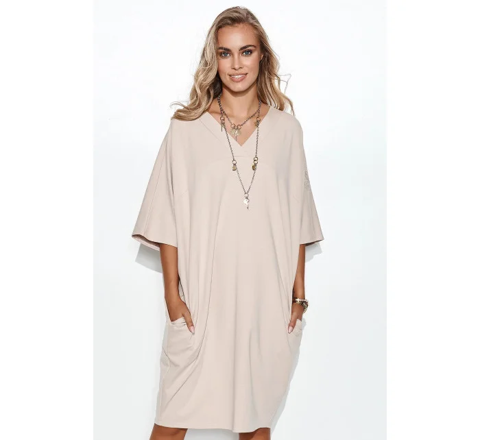 Denní šaty model 20275042 béžové - Makadamia Denní šaty model 20275042 béžové - Makadamia