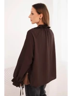 Dámska blúzka z viskózy tmavohnedá - FPrice Dámska blúzka z viskózy tmavohnedá - FPrice