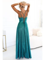 Dlhé šaty 589-3 zelené s trblietkami - Numoco Dlhé šaty 589-3 zelené s trblietkami - Numoco