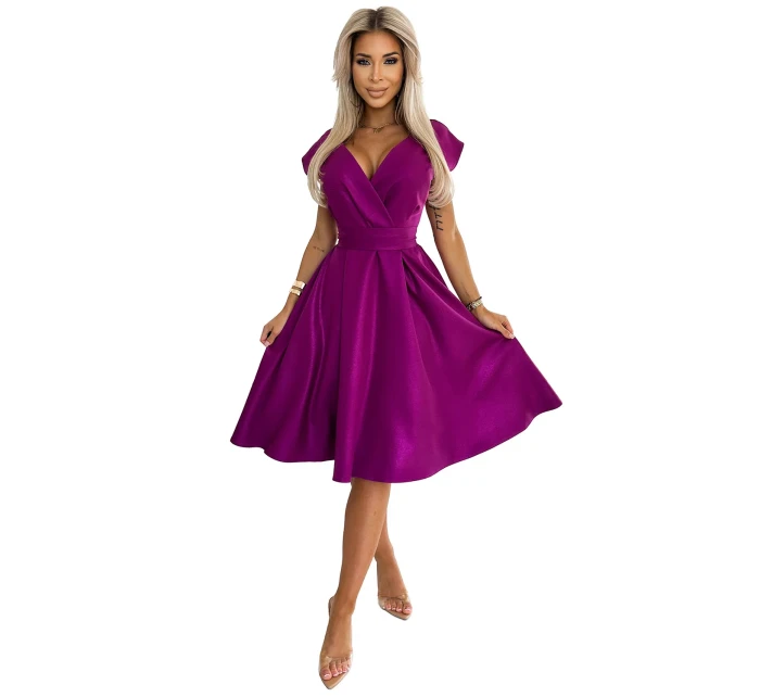 348-8 SCARLETT rozšírené šaty s obálkovým výstrihom a opaskom - FUSSION WITH BROKER 348-8 SCARLETT rozšírené šaty s obálkovým výstrihom a opaskom - FUSSION WITH BROKER