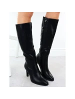 Dámske čierne čižmy na podpätku Jezzi ASA271-2