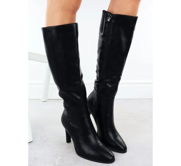 Dámske čierne čižmy na podpätku Jezzi ASA271-2