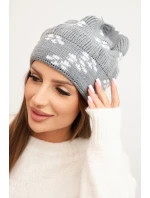 Dámská zimní čepice z vlny s krystaly model 21750432 grafitová - K-Fashion Dámská zimní čepice z vlny s krystaly model 21750432 grafitová - K-Fashion