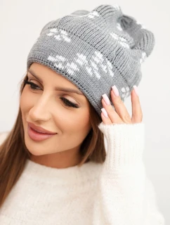 Dámská zimní čepice z vlny s krystaly model 21750432 grafitová - K-Fashion