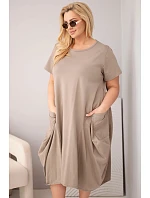Dámske bavlnené šaty Plus Size s vreckami Fango