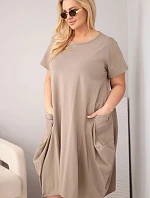 Dámske bavlnené šaty Plus Size s vreckami Fango