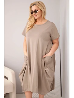 Dámske bavlnené šaty Plus Size s vreckami Fango