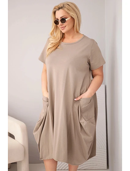 Dámske bavlnené šaty Plus Size s vreckami Fango