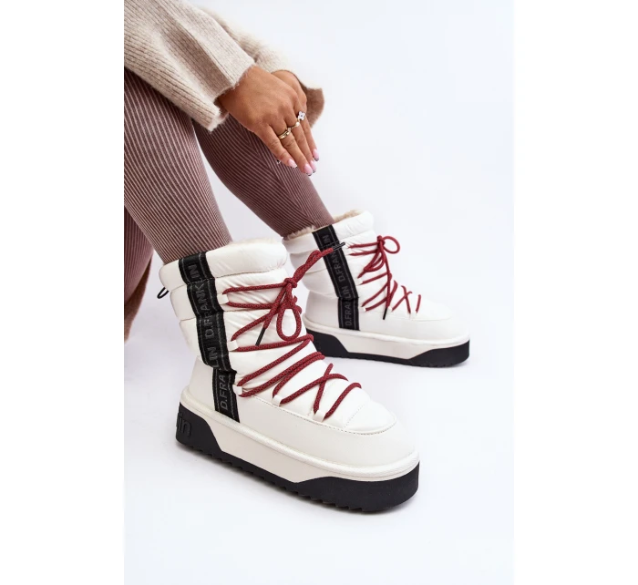 Śniegowce Damskie Na Grubej Podeszwie Wegańskie D.Franklin DFSH371007 Białe