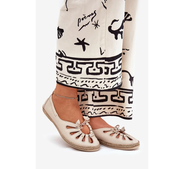 Ploché baleríny z přírodní kůže model 21686523 béžové - Zazoo