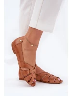 Skórzane Baleriny Z Odkrytymi Palcami Maciejka 06908-29/001-1 Brązowe