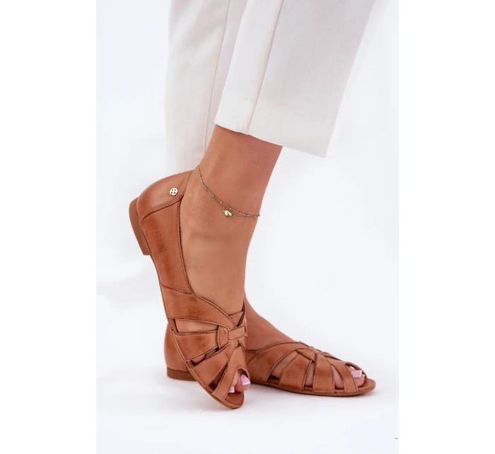 Skórzane Baleriny Z Odkrytymi Palcami Maciejka 06908-29/001-1 Brązowe