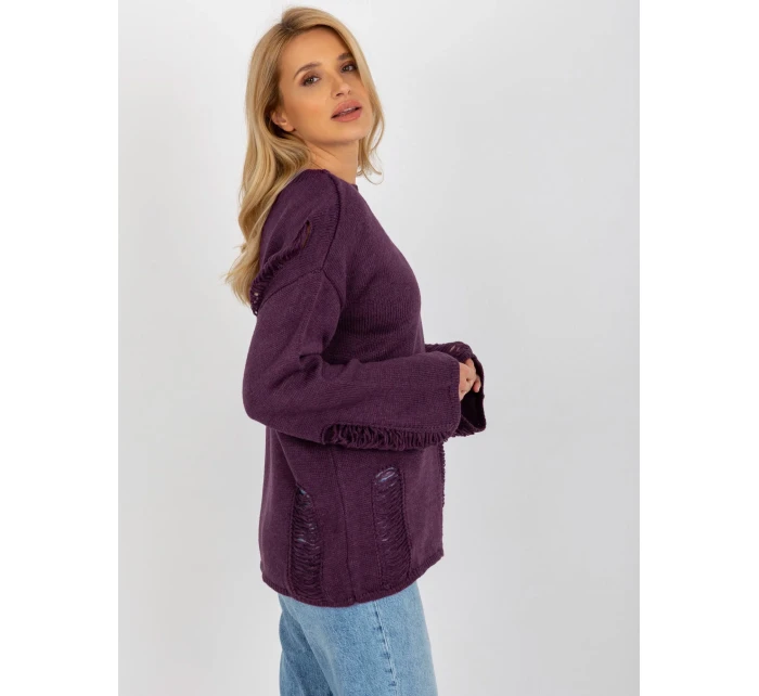 Dámsky sveter BA SW 8043 .03 tmavo fialová - FPrice Dámsky sveter BA SW 8043 .03 tmavo fialová - FPrice