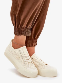 Dámské krajkové tenisky Big Star – béžové