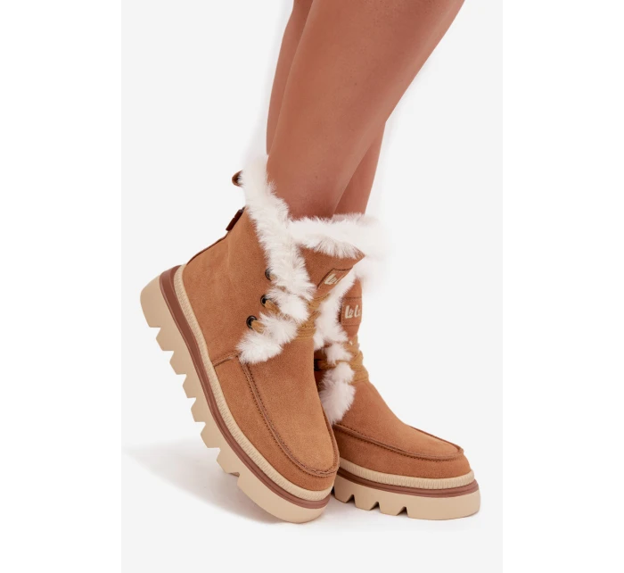 Dámske snehule z prírodného semišu Lee Cooper - camel