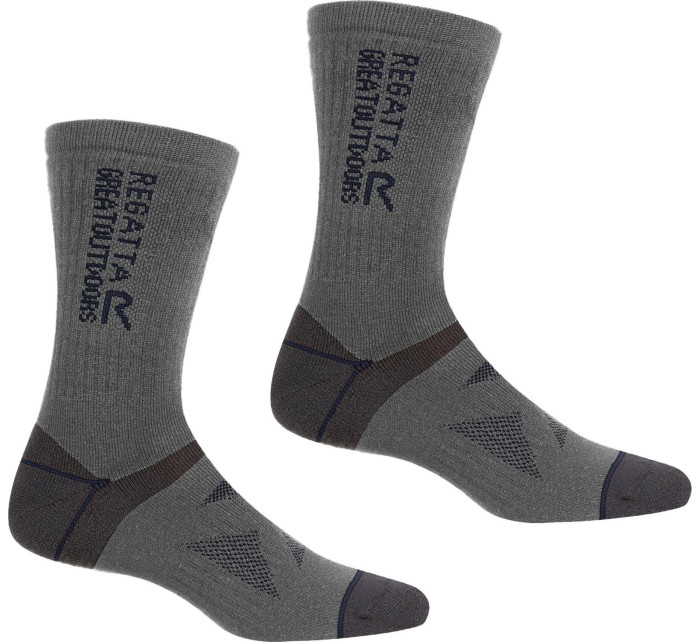 Pánske ponožky Regatta RUH041 2 Pair Wool Hiker N20 sivé