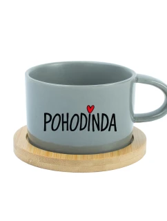 POHODINDA - šedý hrníček makronka 200 ml