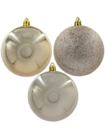 DEKORATÍVNE PLASTOVÉ OZDOBY BEZPEČNÉ 6KS 80MM ŠAMPANSKÉ