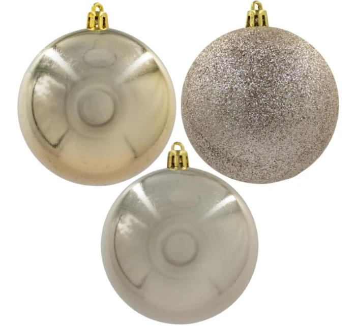 DEKORATÍVNE PLASTOVÉ OZDOBY BEZPEČNÉ 6KS 80MM ŠAMPANSKÉ