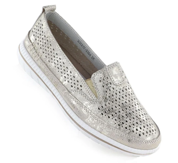 Dámske zlaté kožené poltopánky Jezzi 5364 Dámske zlaté kožené poltopánky Jezzi 5364