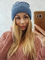 Fleecová čiapka Alice K248 denim+white