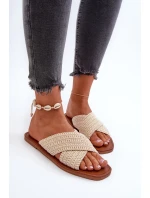 Klapki Damskie Płaskie Big Star NN274078 Beżowe