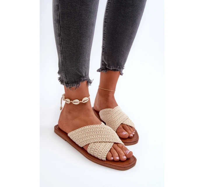 Klapki Damskie Płaskie Big Star NN274078 Beżowe